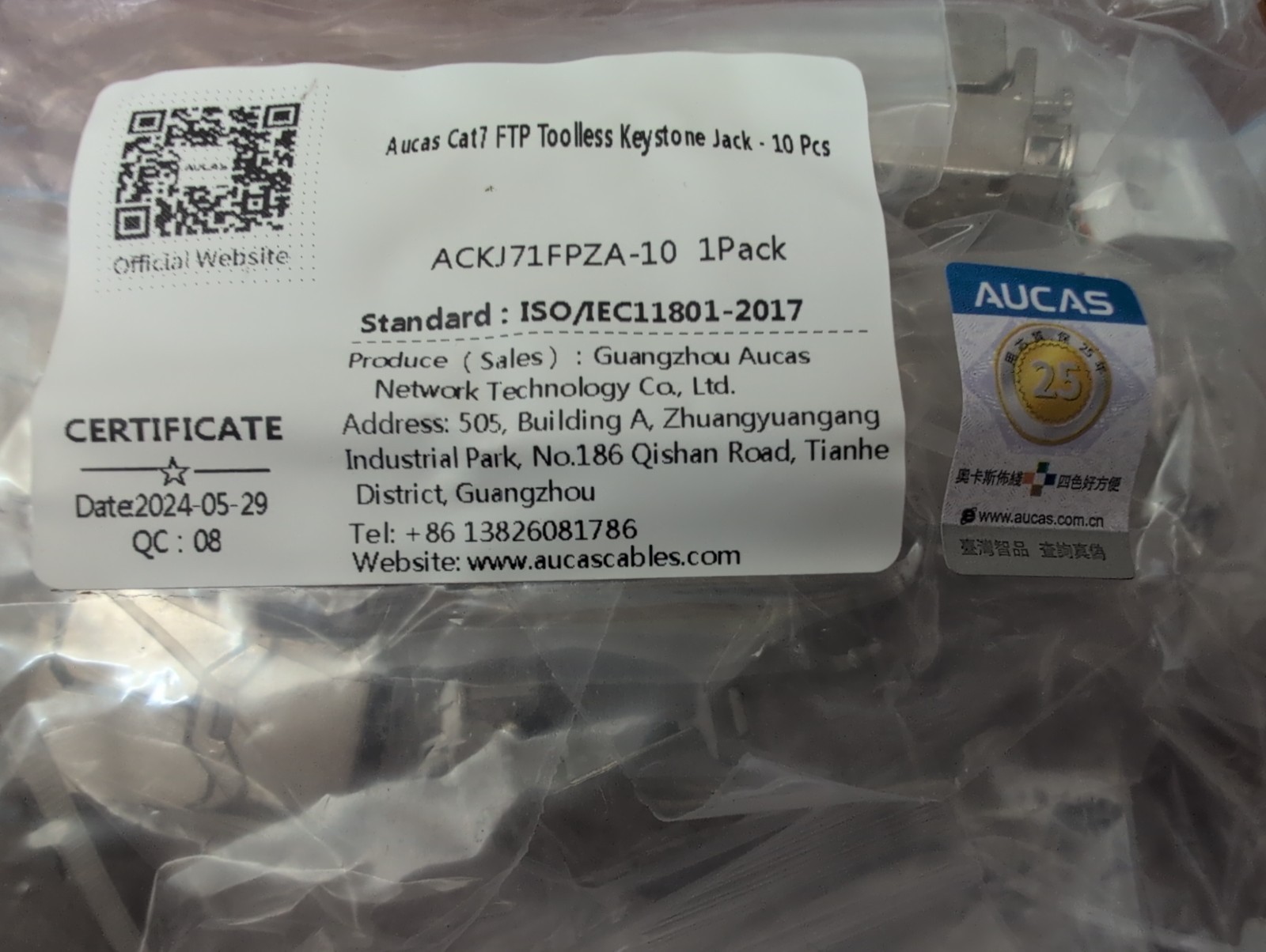 10-Pack Cat7 FTP Keystone Jack Toolless NEW