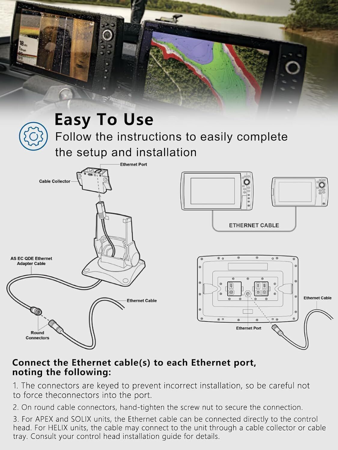 720073-3 20 Feet Ethernet Cable AS EC 20E for Humminbird for Helix, APEX, SOLIX