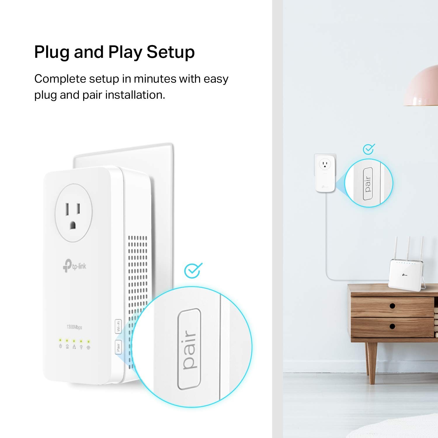 TP-Link AV1300 Powerline Ethernet Adapter WiFi Extender KIT- Passthrough | AV…