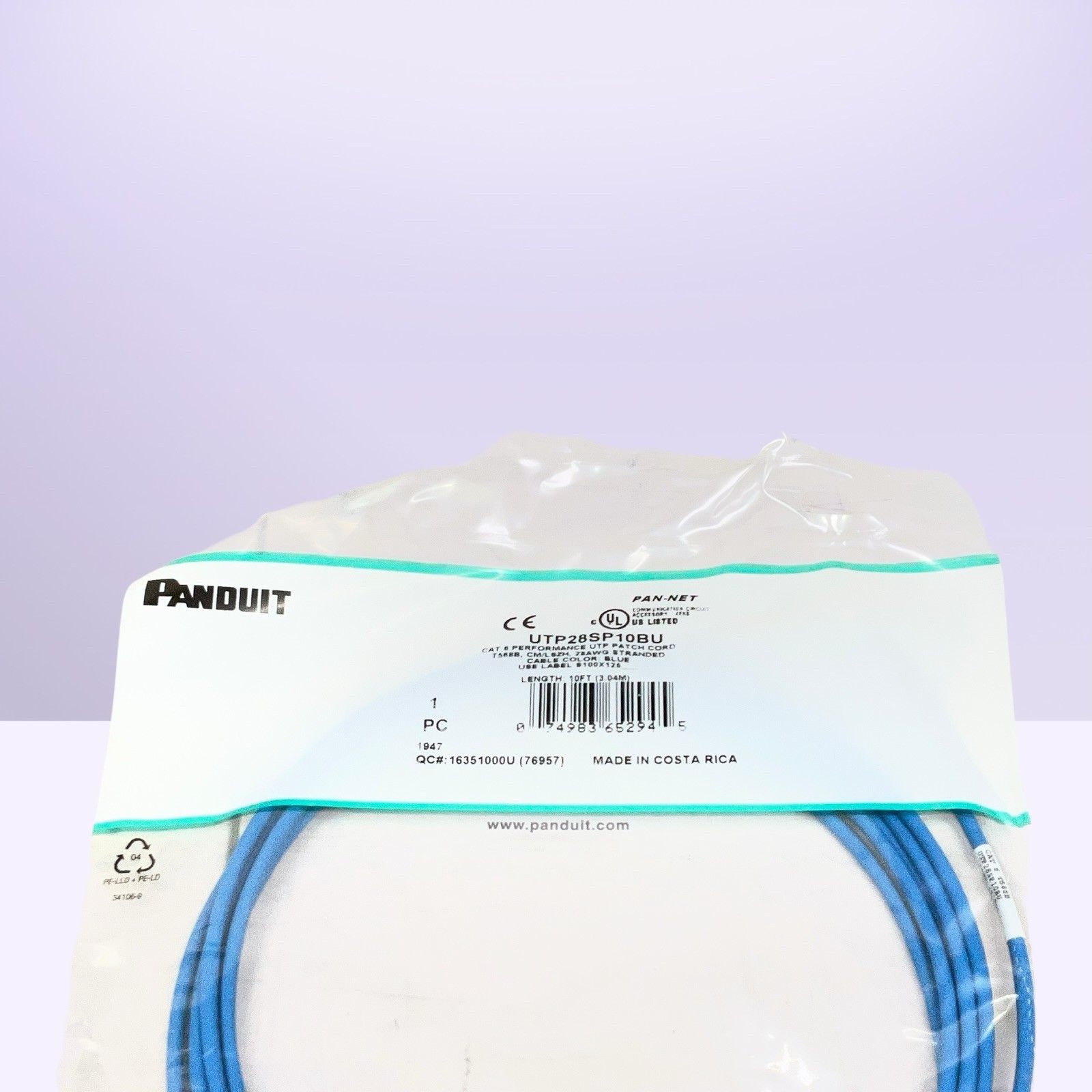 Panduit UTP28SP10BU 10FT CAT 6 Patch Cable/Cord Blue NEW BOX 10PC