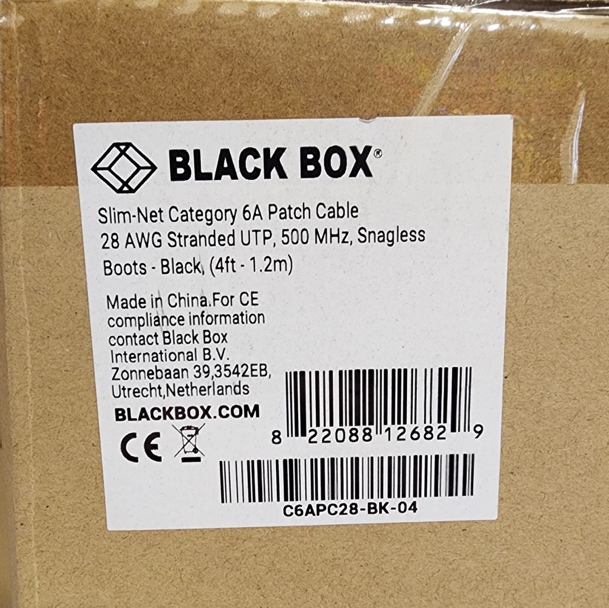 50 Pack 4ft Black – Black Box Slim-Net Cat 6A Patch Cable 28AWG UTP Snagless
