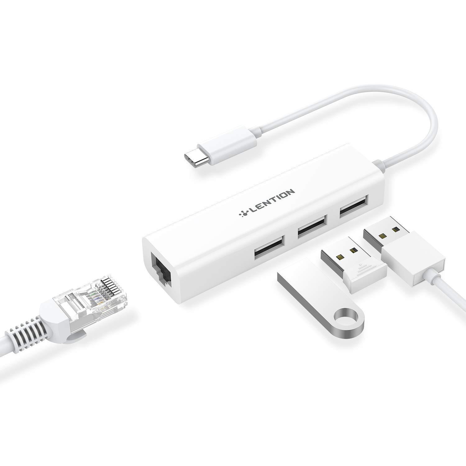2026 Type-C to 3 USB Port Hub RJ45 Ethernet Adapter For MacBook Pro Dell/HP/Acer