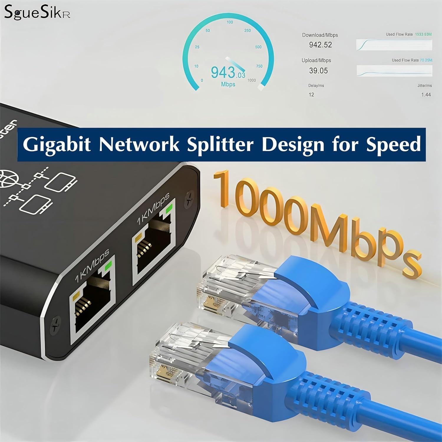 RJ45 Gigabit Ethernet Splitter 1000Mbps LAN Network Internet 1-IN-4-OUT Adapter