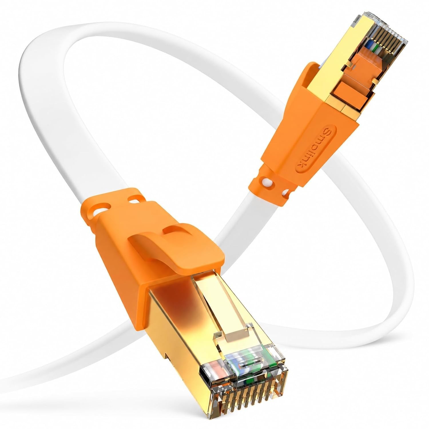Professional 15 FT Cat 8 Internet Cable, Gold Plated RJ45, Tangle-Free Design
