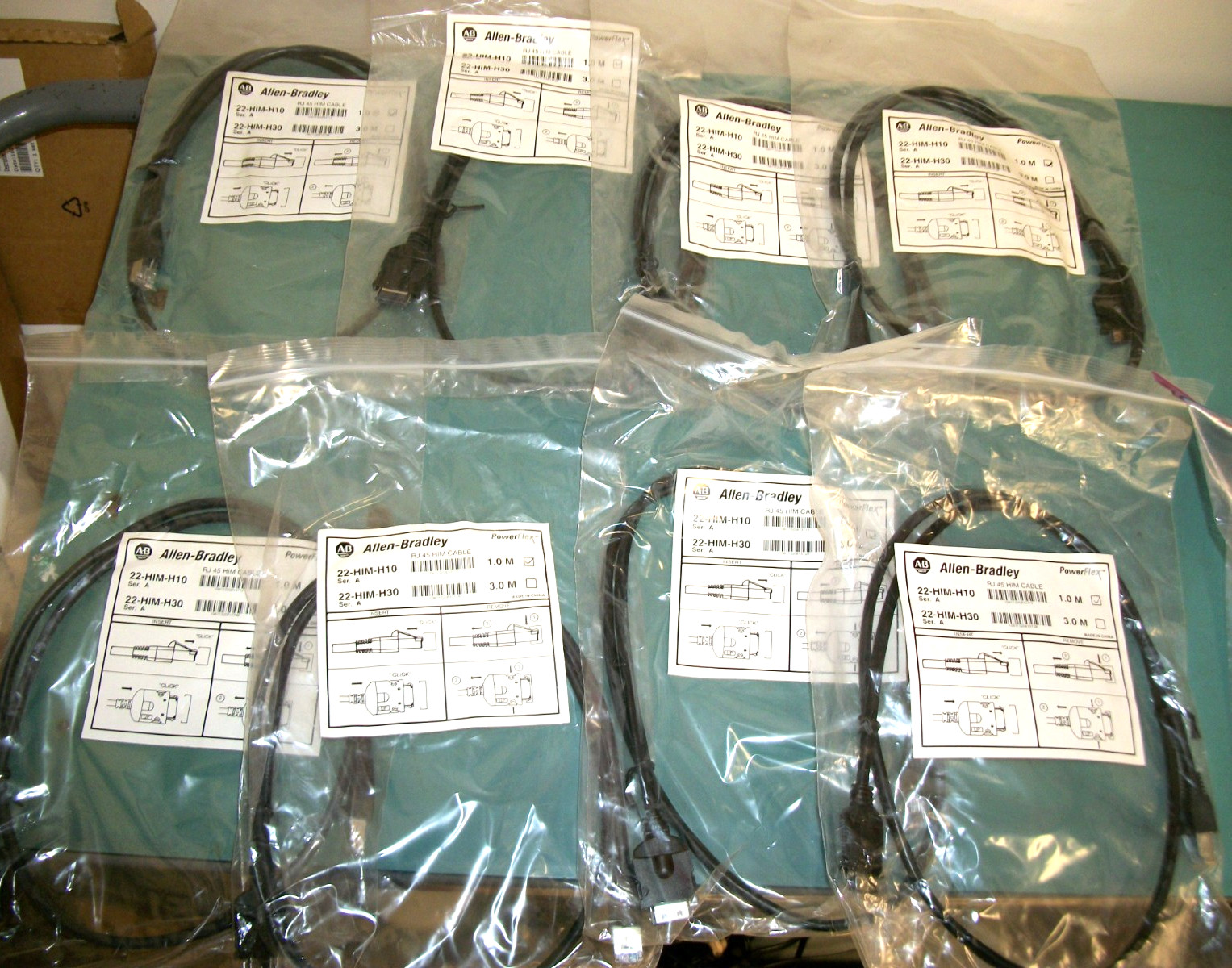 LOT OF 8 – ALLEN-BRADLEY AB PowerFlex 22-HIM-H10 RJ45 HIM Cable 1.0M – NEW