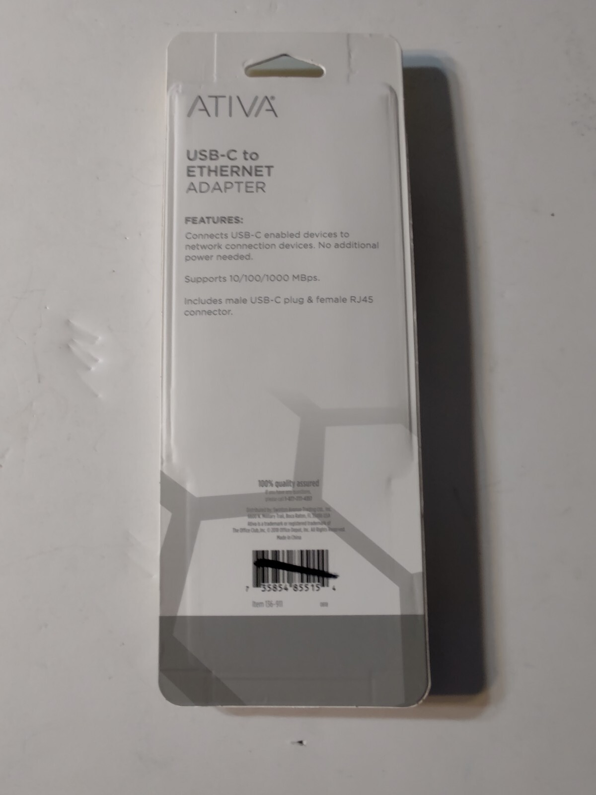 Ativa USB-C to Ethernet White Adapter #136911 Network Connection NEW Sealed