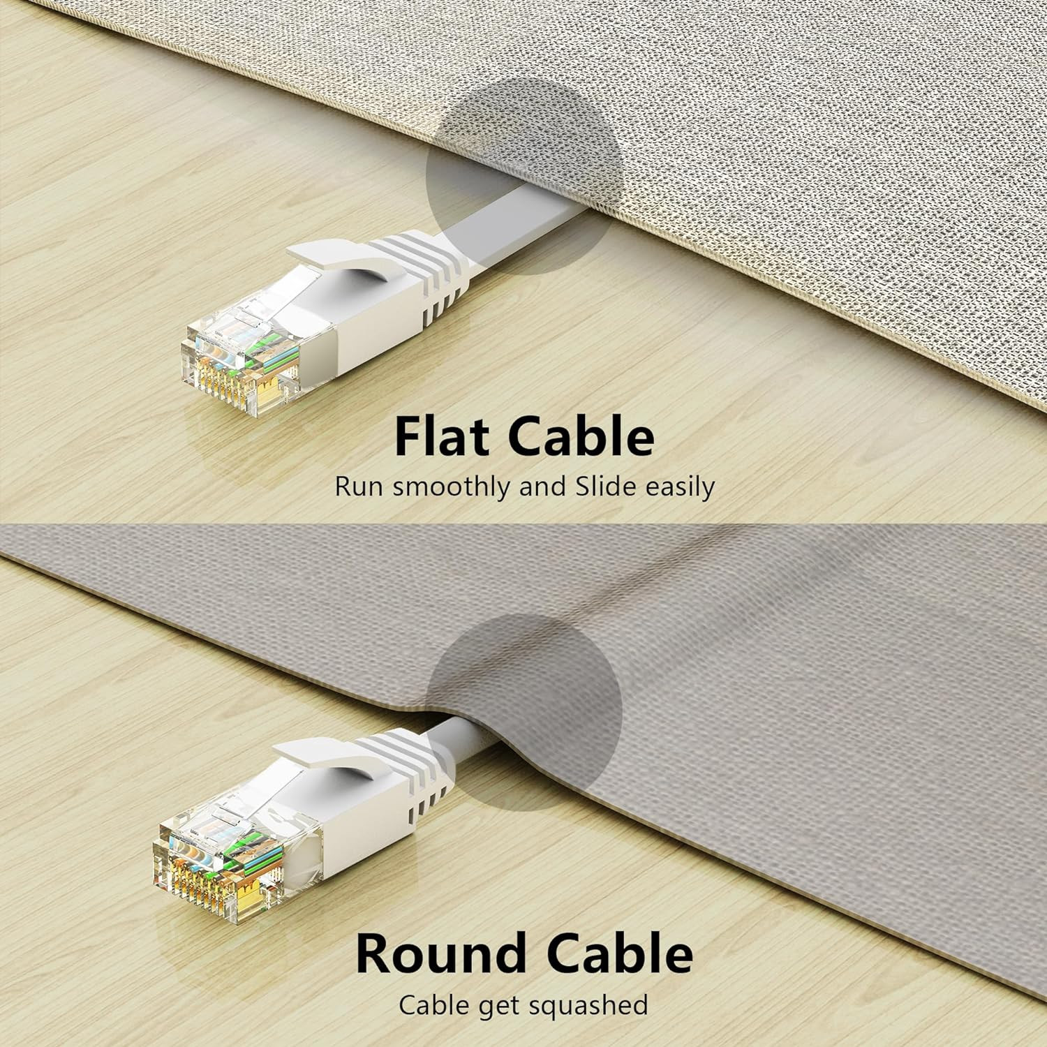 Cat 6 Ethernet Cable 50 Ft with Cable Clips, 10Gbps Support Cat8 Cat7