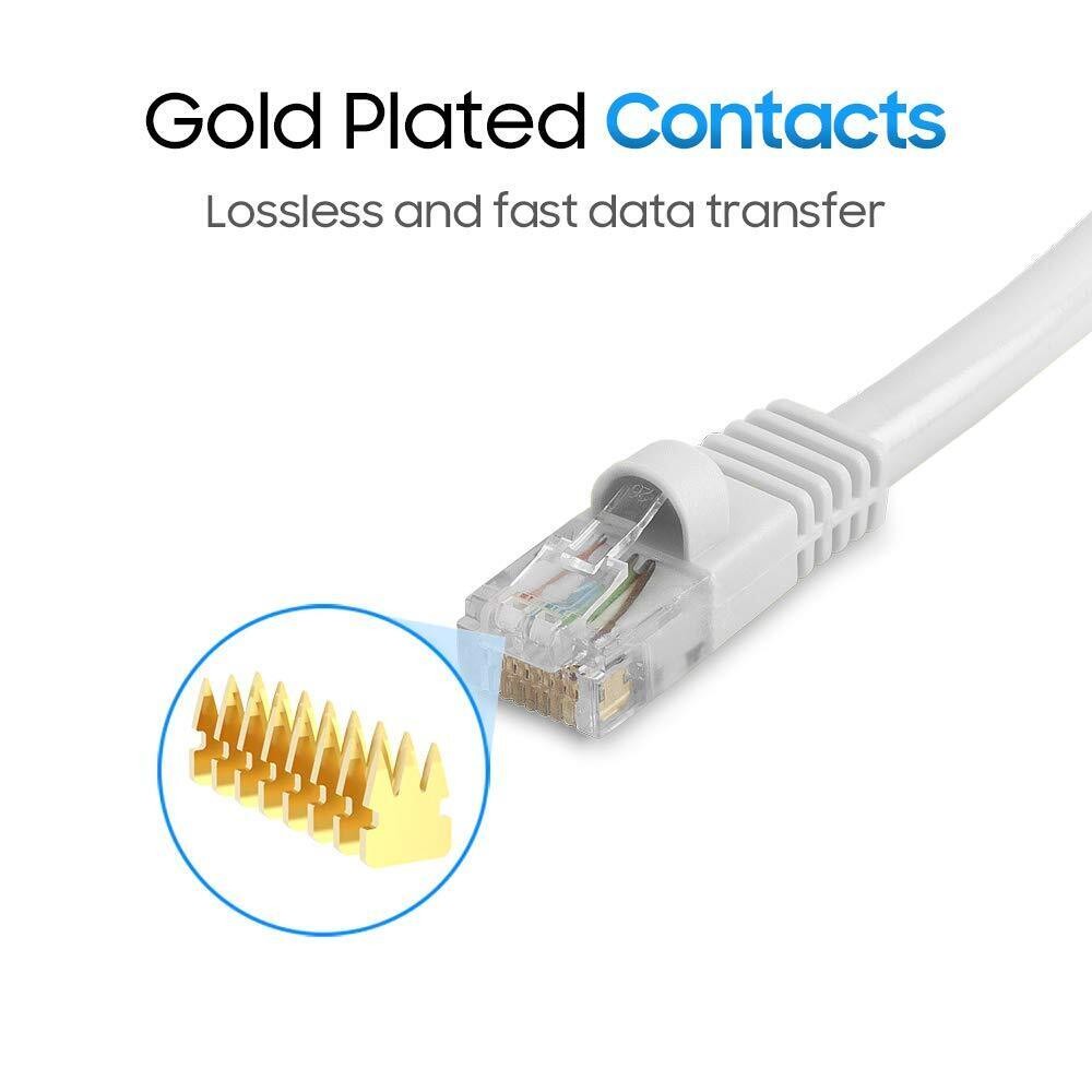 5 Pack Cat5e Patch Cable 1.5-15ft Premium Ethernet Cord for Home & Office White
