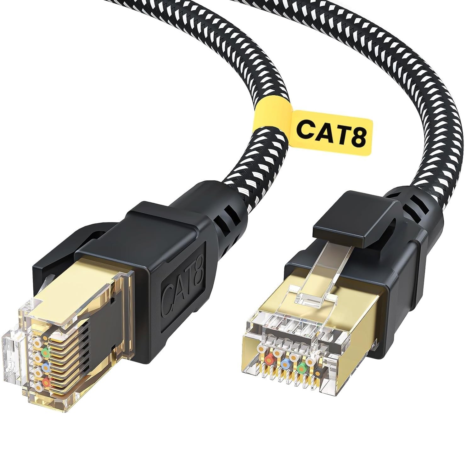 Cat 8 Ethernet Cable 40Gbps 2000Mhz Braided LAN Network Cord 6 FT Patch