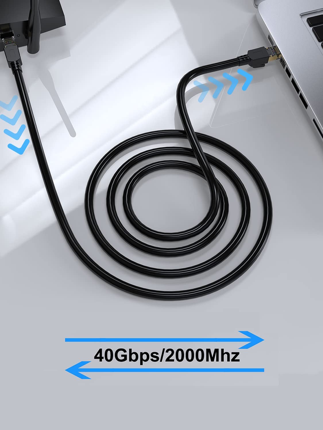 Cat 8 Ethernet Cable 50ft Shielded 40Gbps 2000Mhz SFTP RJ45 Outdoor/Indoor
