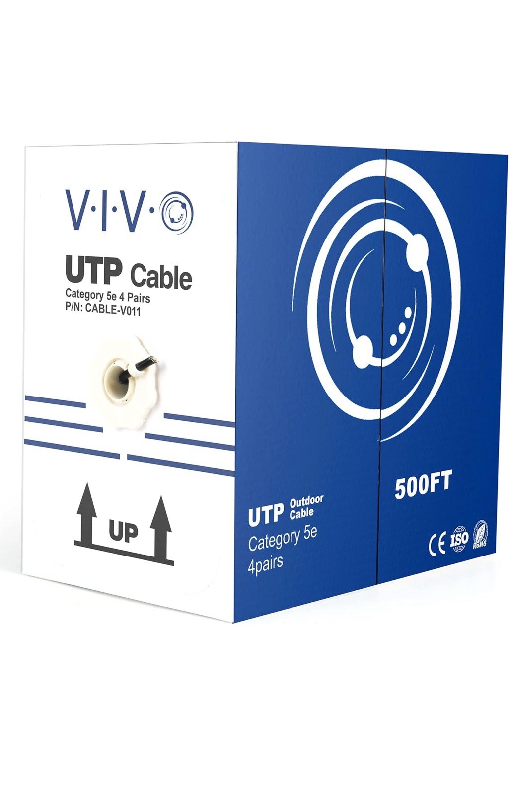 VIVO Waterproof 500ft Bulk Cat5e Wire, CCA Ethernet Cable, UTP Pull Box outdoor