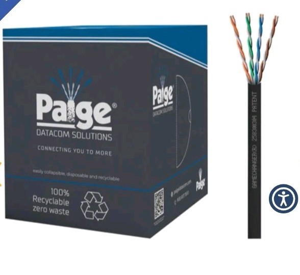 Paige 258300336 Gamechanger Plenum CMP Cat 6 UV Cable 1000 Feet Blue New