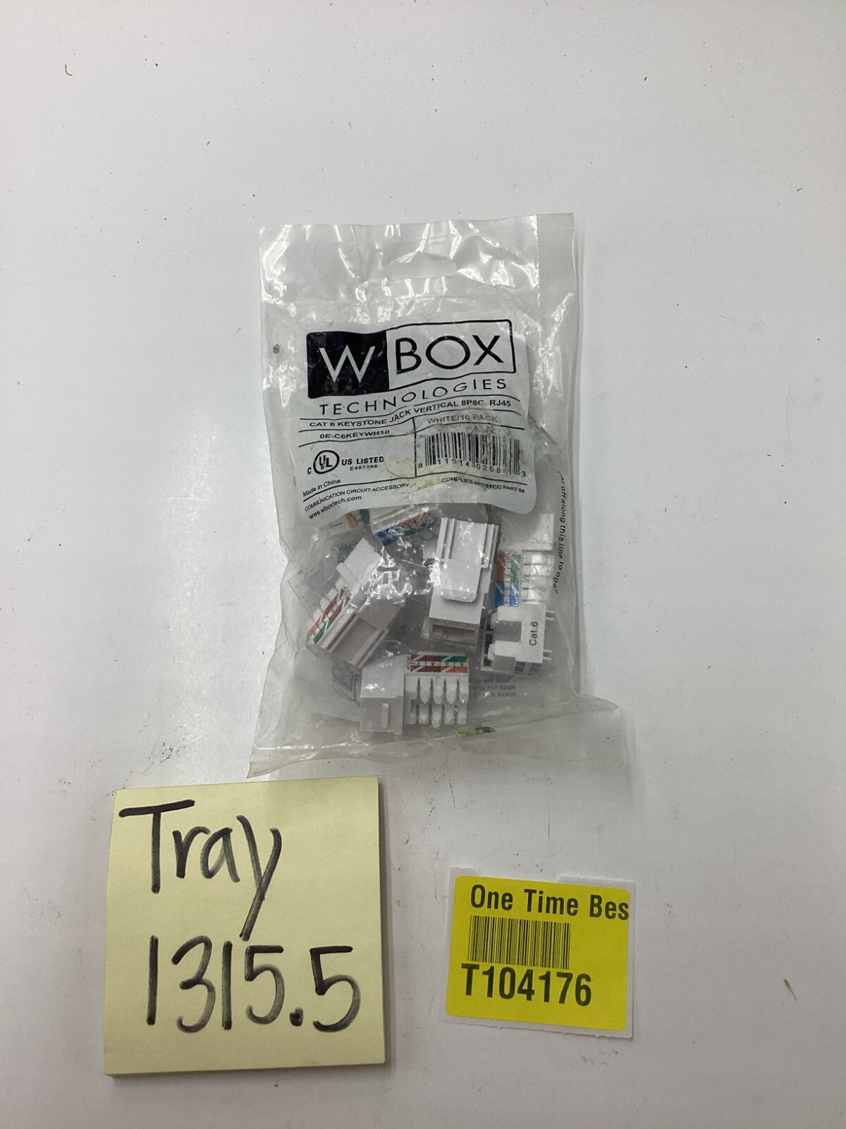 (1 pack of 10) WBox Technologies White Cat 6 Keystone Jack Vertical 0E-C6KEYWH10