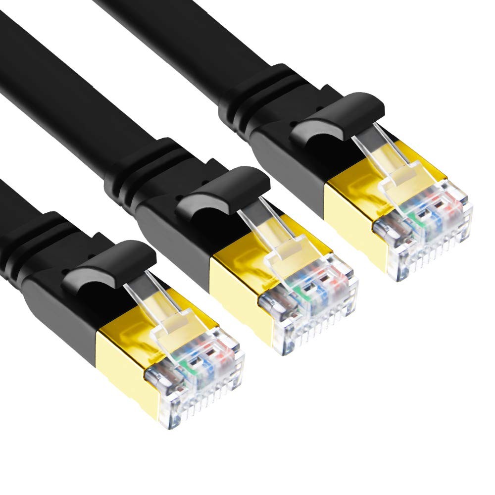 CAT8 Ethernet Cable 6ft 3 Pack, Flat CAT 8 Cable, Faster Than CAT7/CAT6/CAT5e…