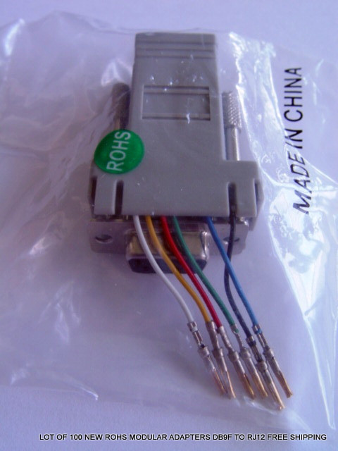 LOT OF 100 NEW ROHS MODULAR ADAPTERS DB9F TO RJ12 FREE SHIPPING