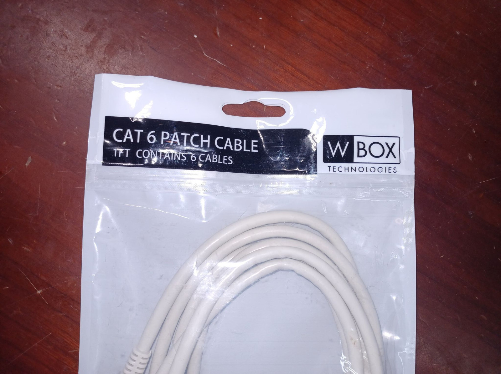 W Box 0E-C6Y16 CAT6 Patch Cable, RJ 45 Male, 1′ (0.3m), 24AWG, Gray, 6-Pack