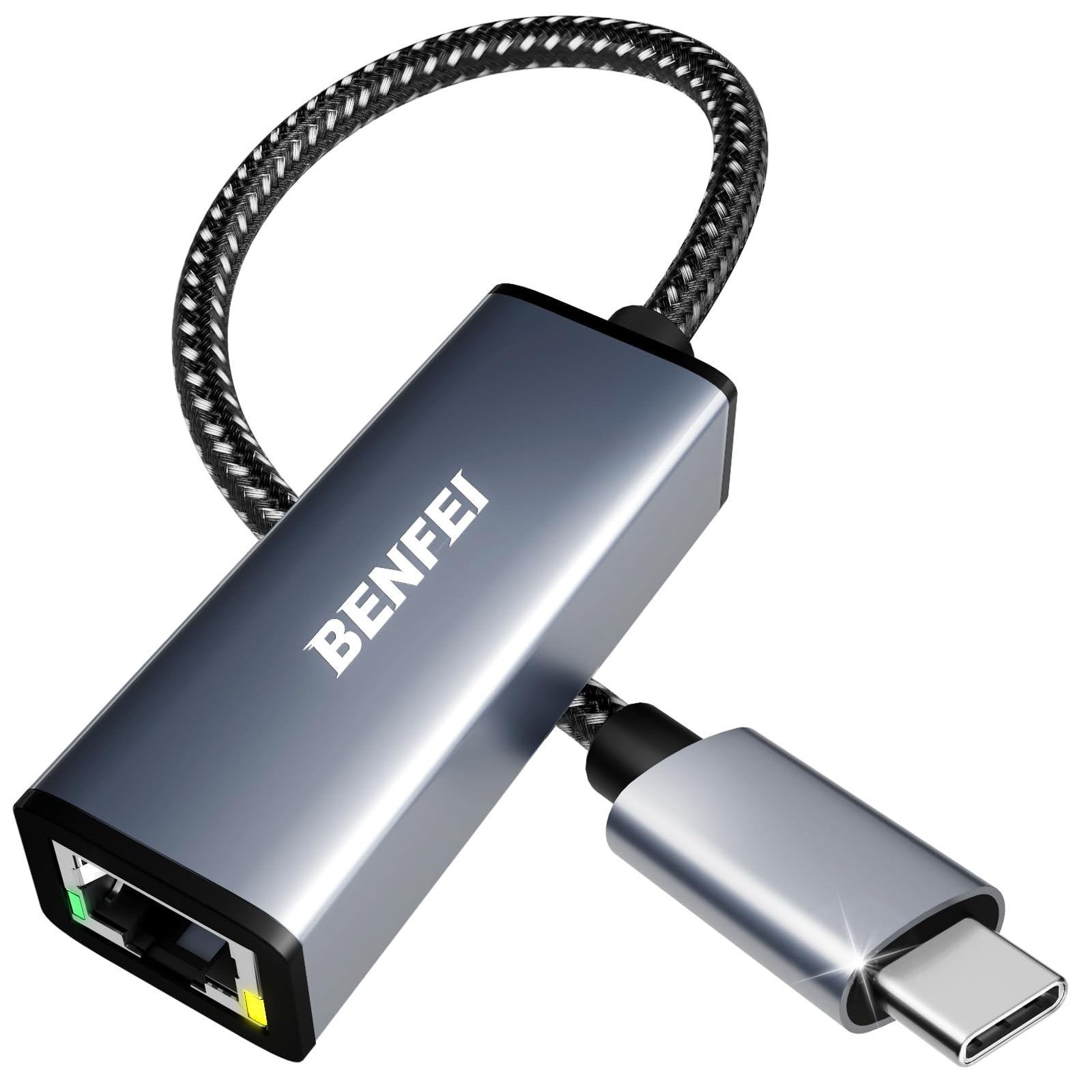 BENFEI USB-C to Ethernet Adapter, USB Type-C (Thunderbolt 3/4) 1 Pack, Black