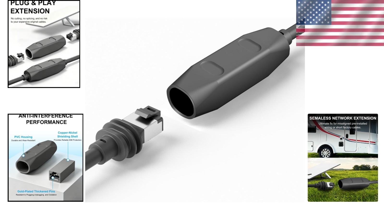 Waterproof Starlink Cable Coupler – Plug & Play 10Gbps RJ45 Adapter