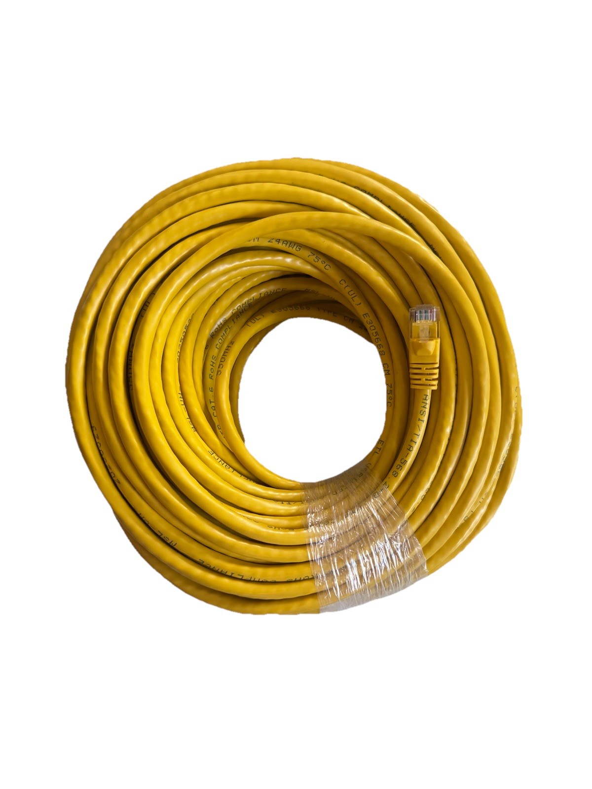 Cat6 Ethernet Patch Cable, 100ft Yellow, UTP 100% Copper Stranded 568B RoHs