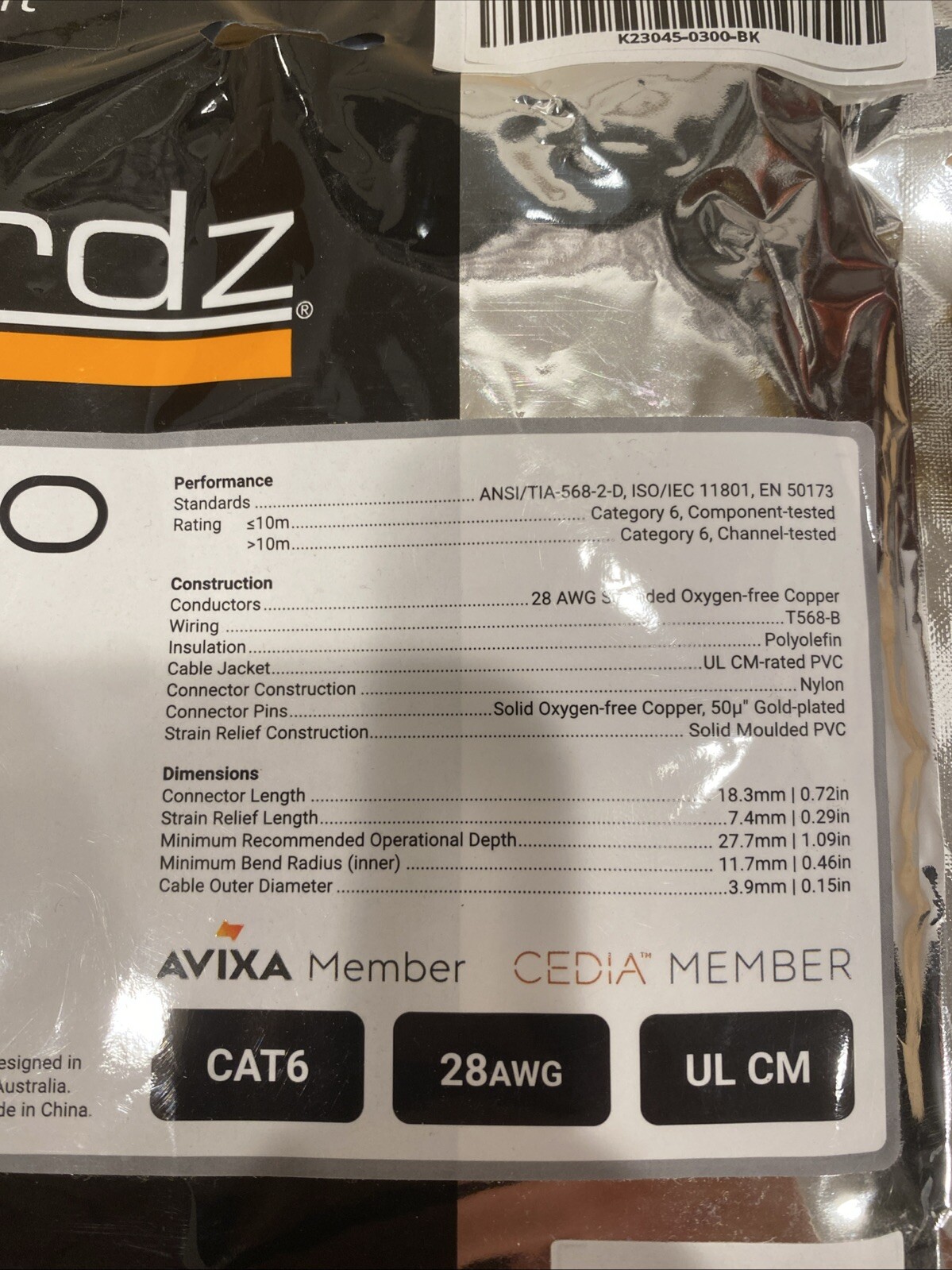 Kordz cat6 patch cord 3.0m/9.8ft