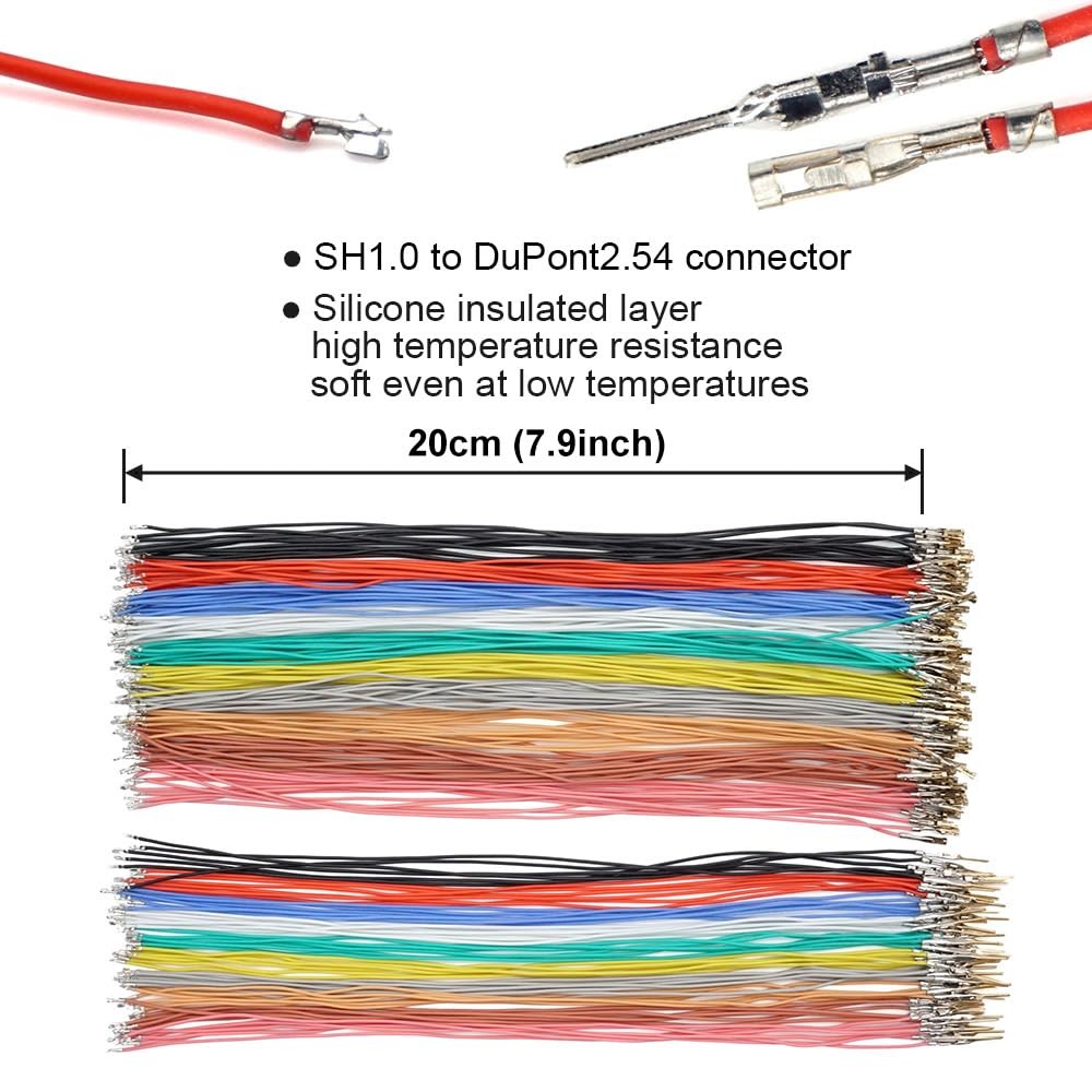 SH1.0 to DP 2.54 Pre-Crimped Cables and Connectors Kit Compatible with JST SH…