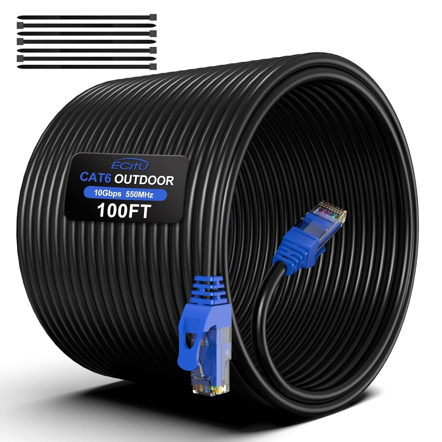 150FT Cat6 Outdoor Ethernet Cable, In-Ground, Heavy Duty Direct Burial, 24AWG…