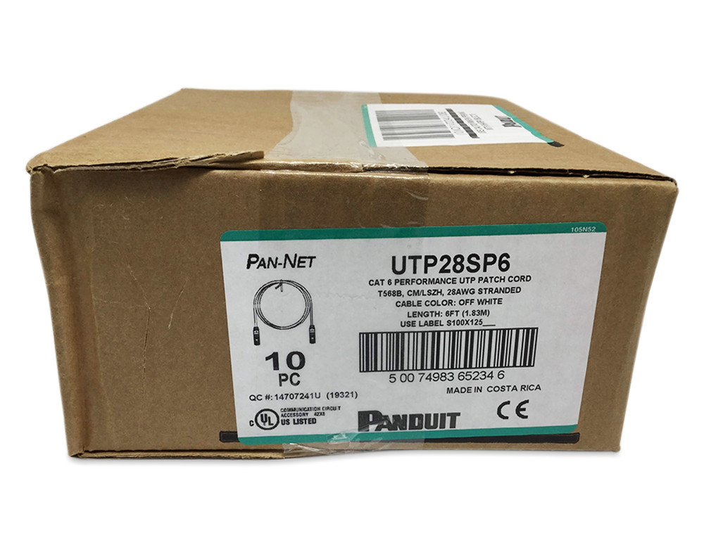 New 10 Pack Slim Panduit Cat6 6ft Network Patch Cable / Cord RJ45 UTP LAN White