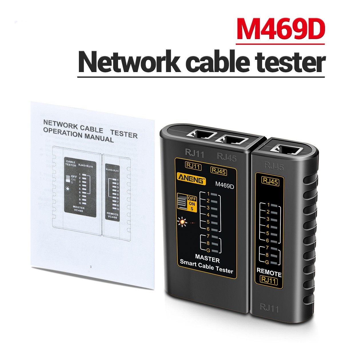 ANENG M469D RJ45 RJ11 Network Cable Tester LAN Telephone Line Detector Tracker