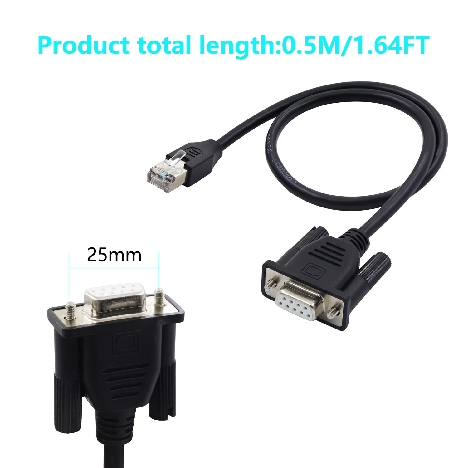 RJ45 Male to DB9 9Pin Female RS232 Serial Port Console Cable 0.5M 1.6 FT