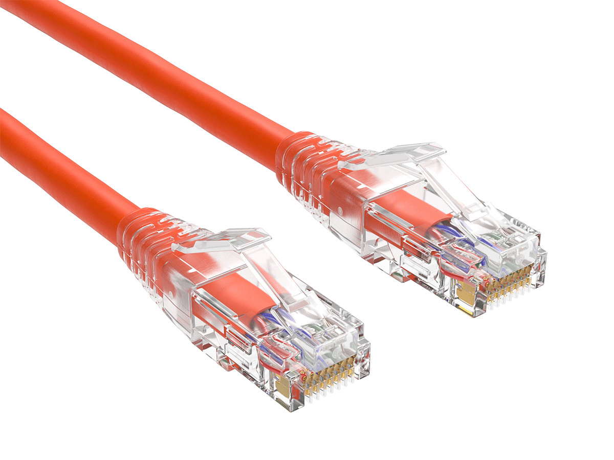 0.5ft Cat6 Ethernet Patch Cable with Clear Boot, UTP, Pure Bare Copper, Orange