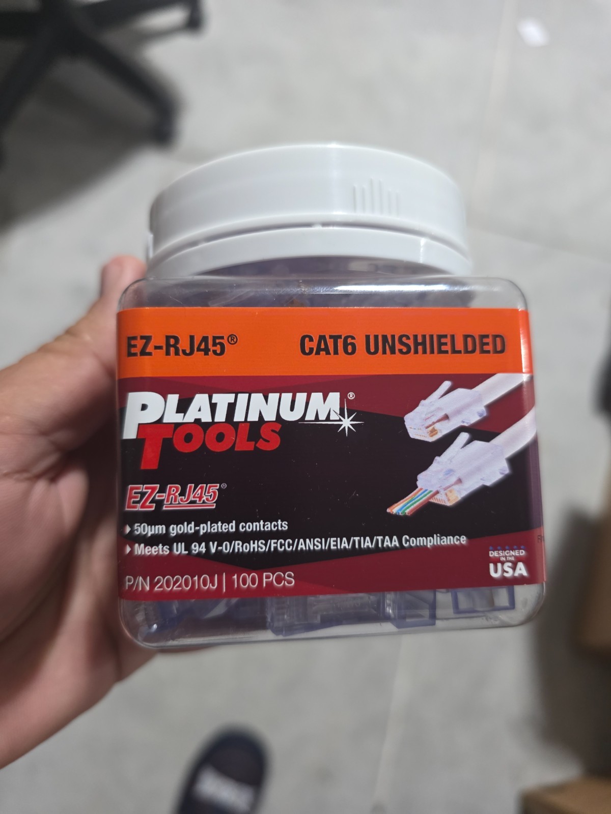 Platinum Tools 202044J ezEX44 10G RJ45 CAT6 Connector 100 pcs