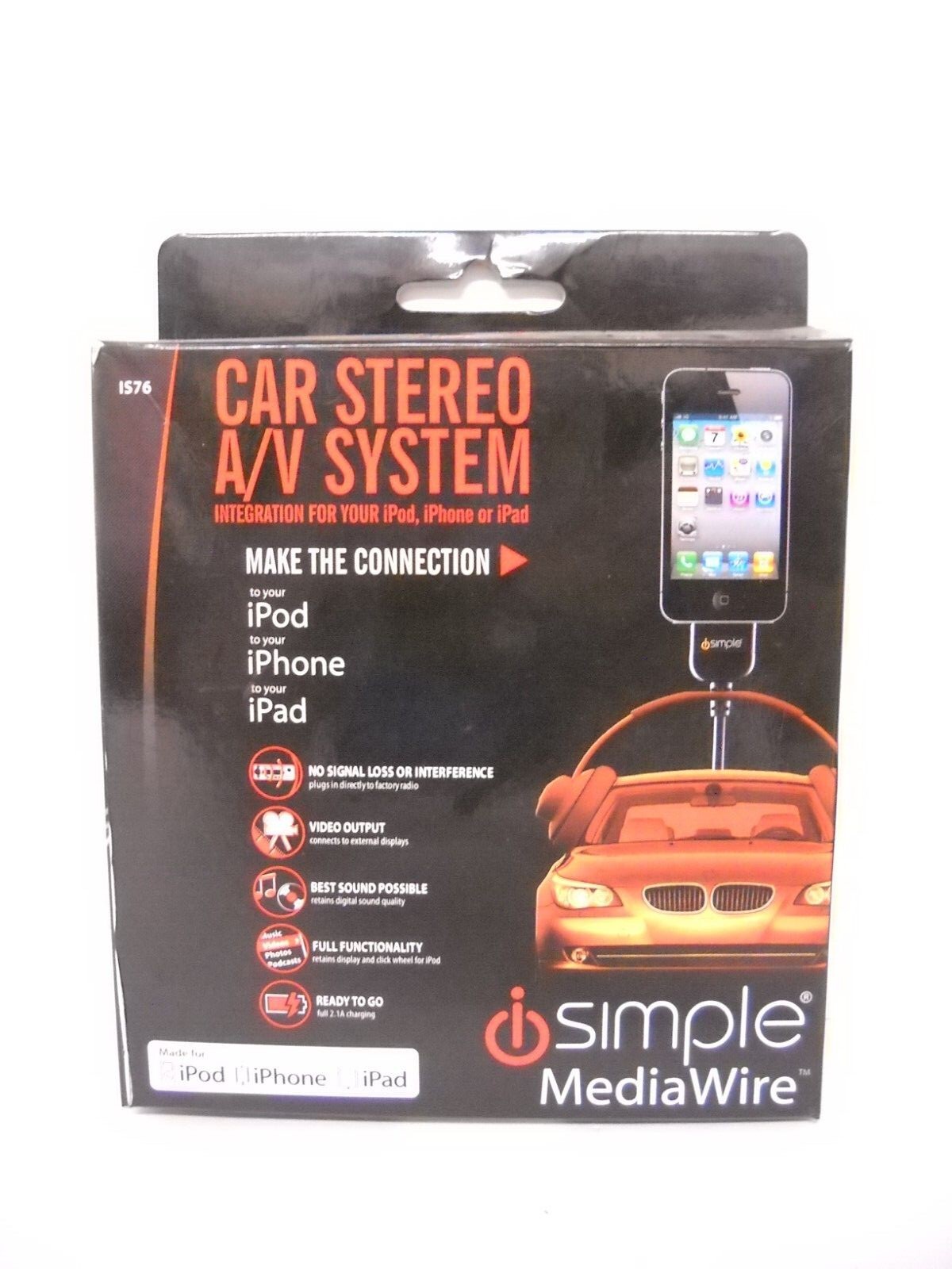 New iSimple Model IS76 Universal iPod, iPad, iPhone Audio/Video Cable Media Wire