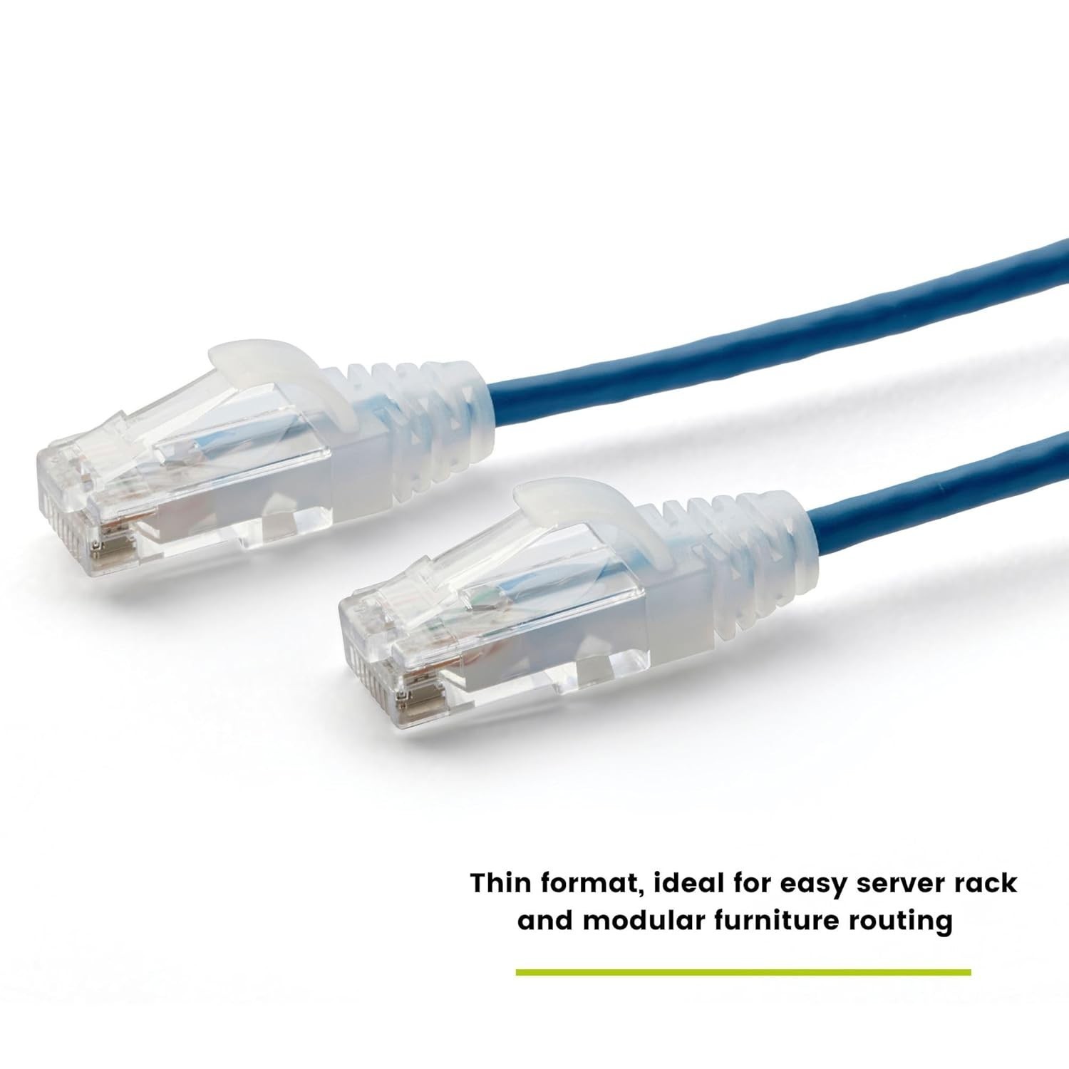 Cat.6A Ethernet Patch Blue & Withe Cable Slim 28AWG Copper RJ-45 LAN Network