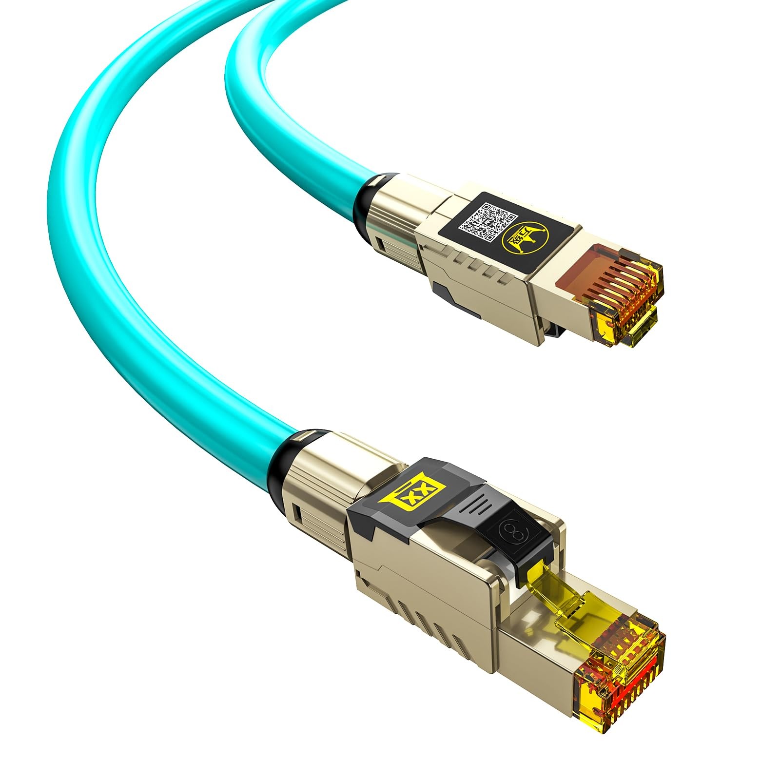 Cat8 Ethernet Cable 40Gbps 2000MHz 22AWG Shielded LAN Metal RJ45 1.6 FT