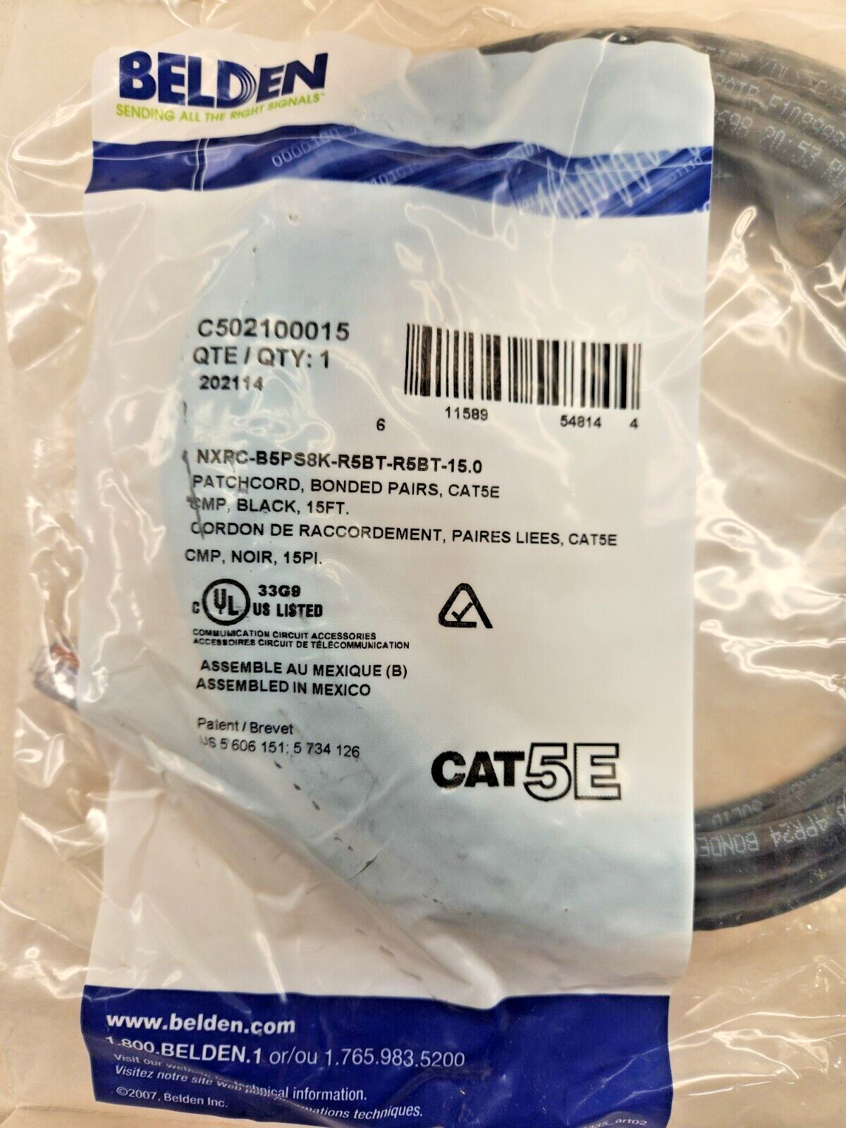Belkin FastCat Cat5e Patch Cable – Category 5e for Network Device 25, 5ft
