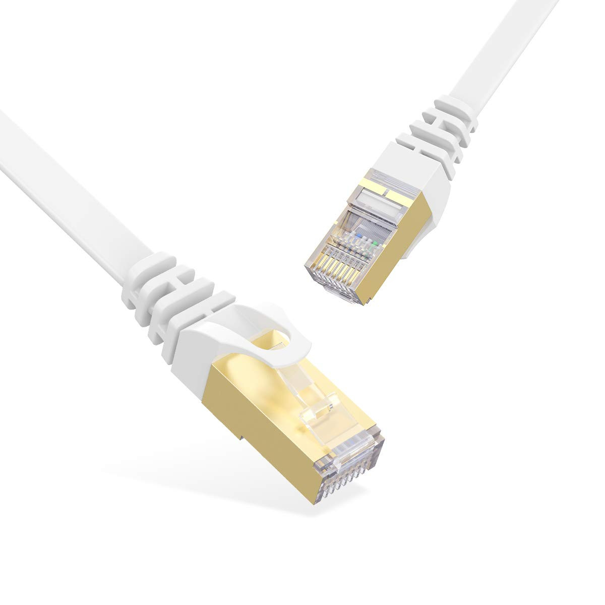 Ethernet Cable 15Ft Cat7 White,Rj45 Cable,Flat LAN Network Cable 600 Mhz Patch C