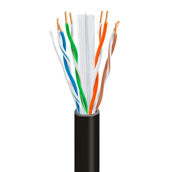 CAT6 Plenum Ethernet Cable 1000FT, 23AWG 550MHz UTP Black