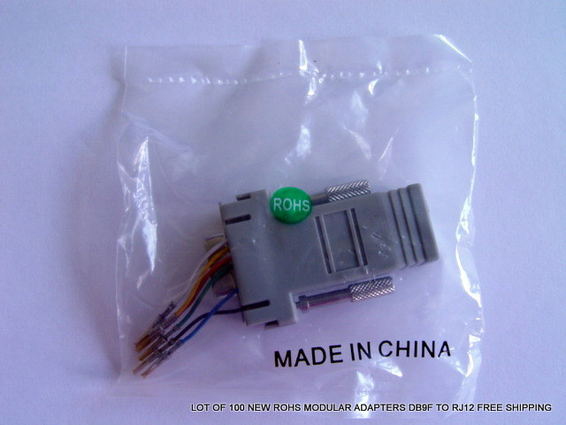 LOT OF 100 NEW ROHS MODULAR ADAPTERS DB9F TO RJ12 FREE SHIPPING