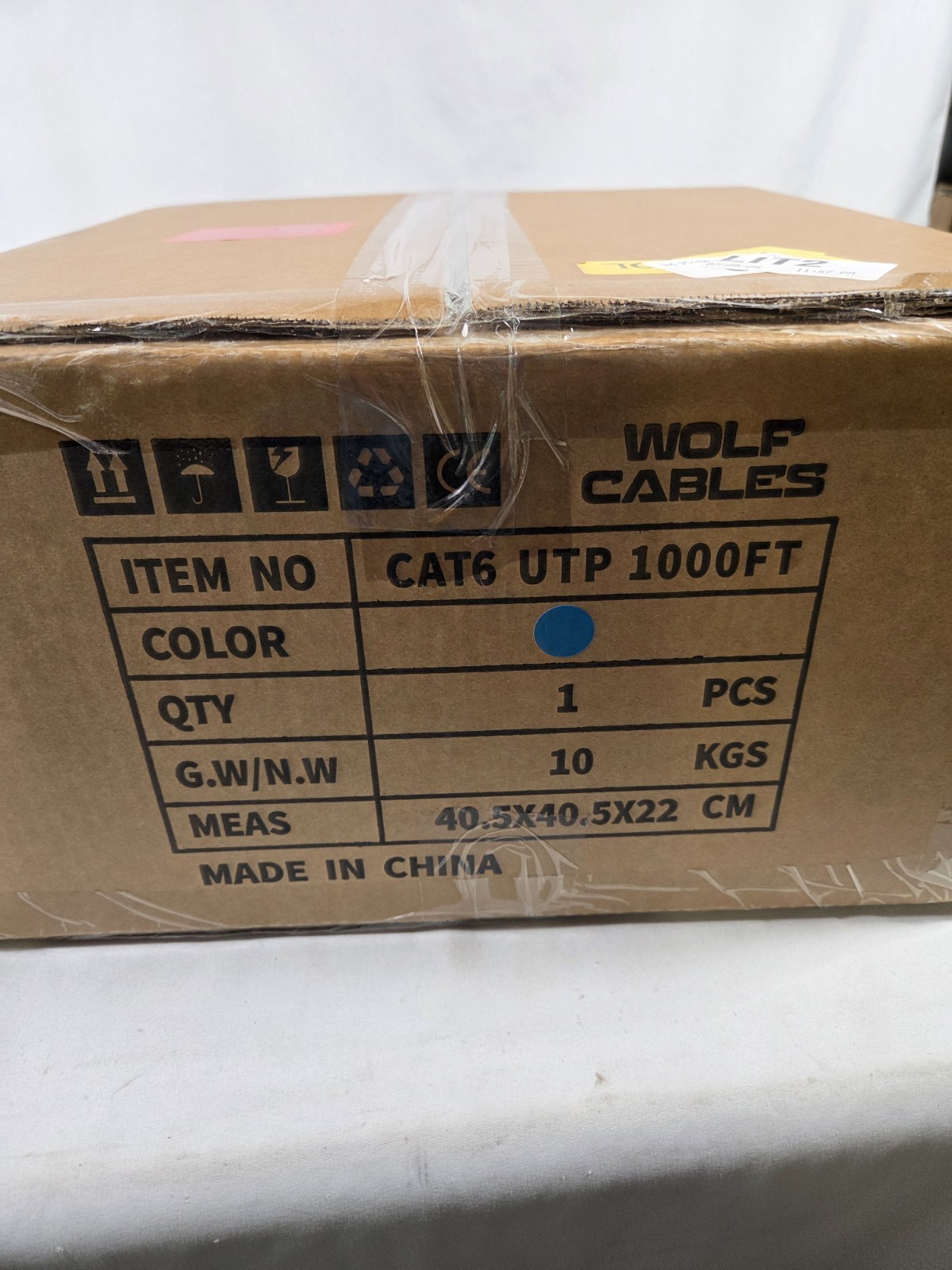 Wolf Cables Heavy-Duty CAT6 Plenum Cable 1000ft | UTP, 23AWG, 550MHz Blue