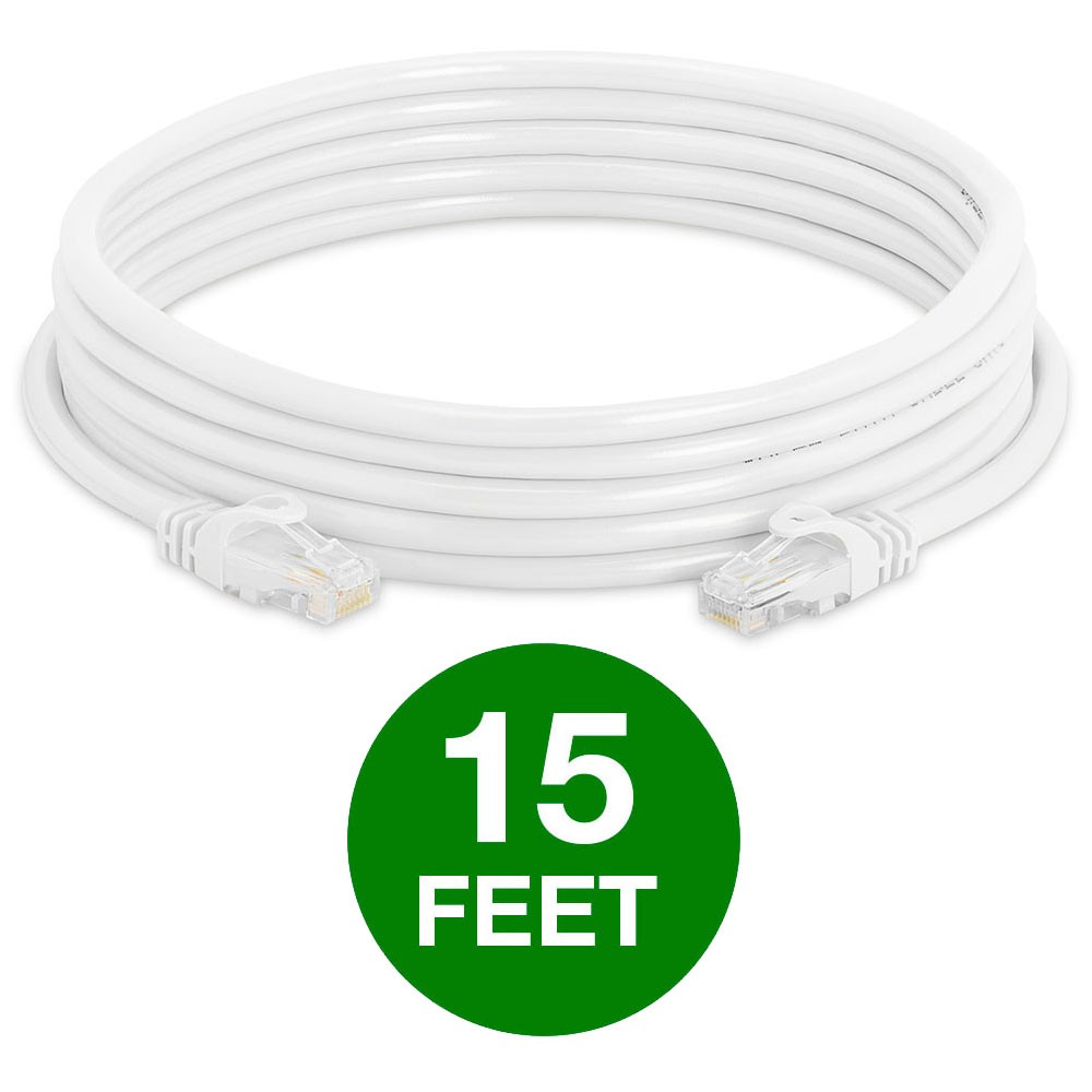 20 Pack Cat6 Ethernet Patch Cable 1.5ft-15ft – Gigabit LAN Cord for Speed White