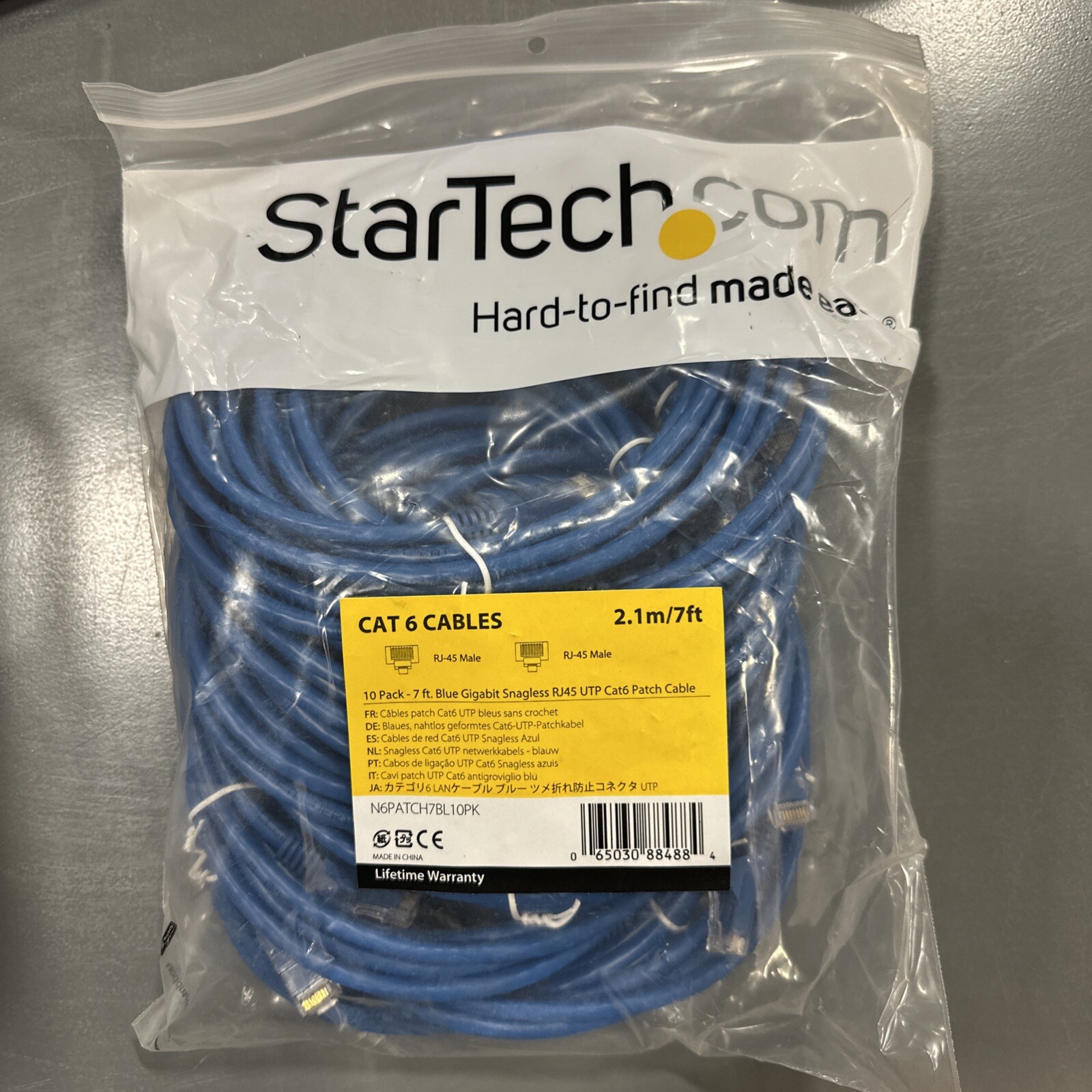 StarTech.com 7 ft. CAT6 Cable – 10 Pack – BlueCAT6 Patch Cable – Snagless RJ45