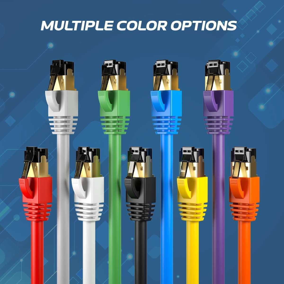 Cat8 Yellow SFTP Ethernet Patch Cable 40Gbps 2000Mhz Shielded Fits 7FT