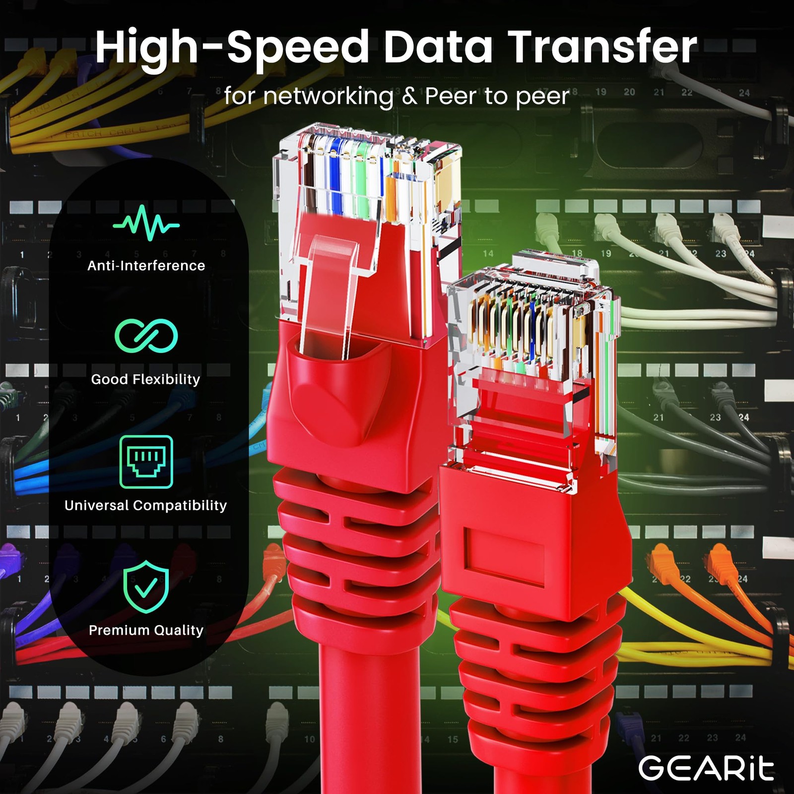 20-Pack 1 Foot Cat 6 Ethernet Cable 10Gbps RJ45 Snagless Network Patch Cord