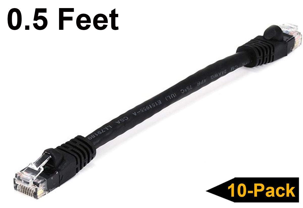 iMBAPrice UL Listed 0.5 Feet (6 inch) Cat6 Ethernet Network Feet, Black