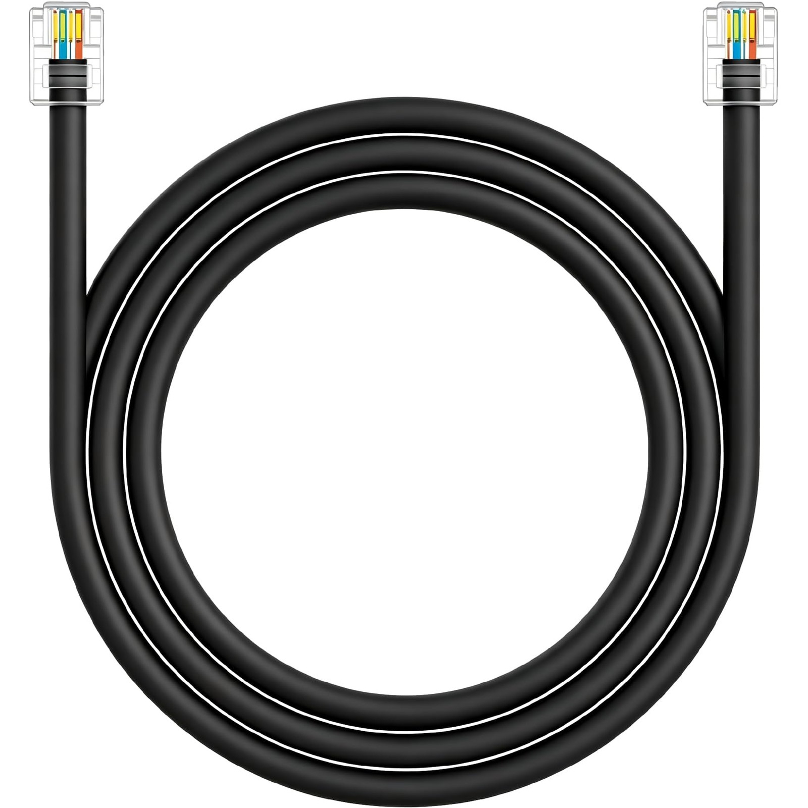 6 FT CAT5 RJ11 Data Cable DSL High-Speed Modem Twisted UTP 6P4C Male Black