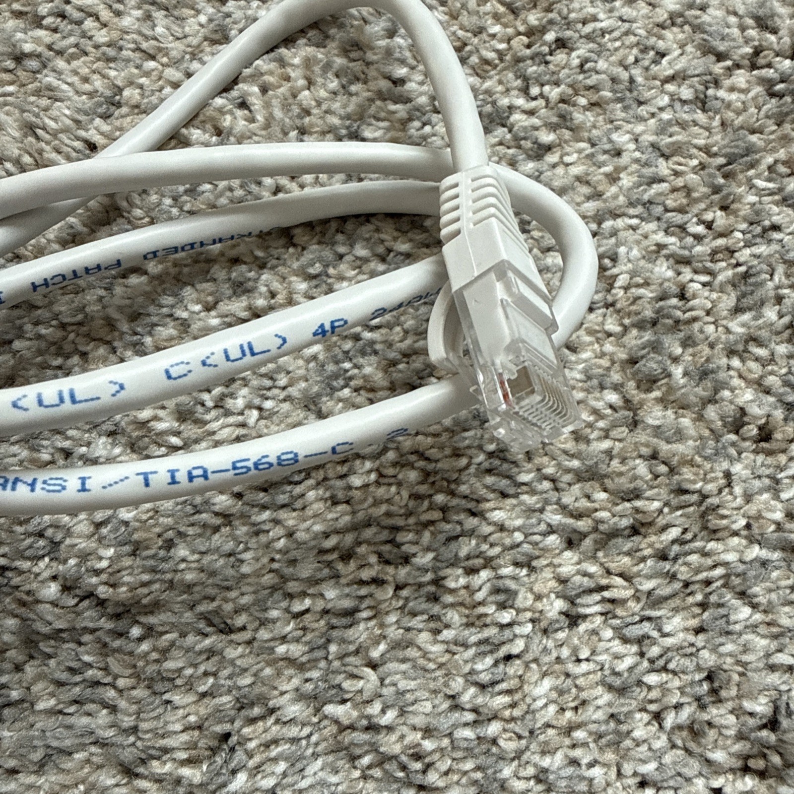White RJ45 Ethernet Patch Cable 24AWG U/UTP ANSI/TIA-568-C UL