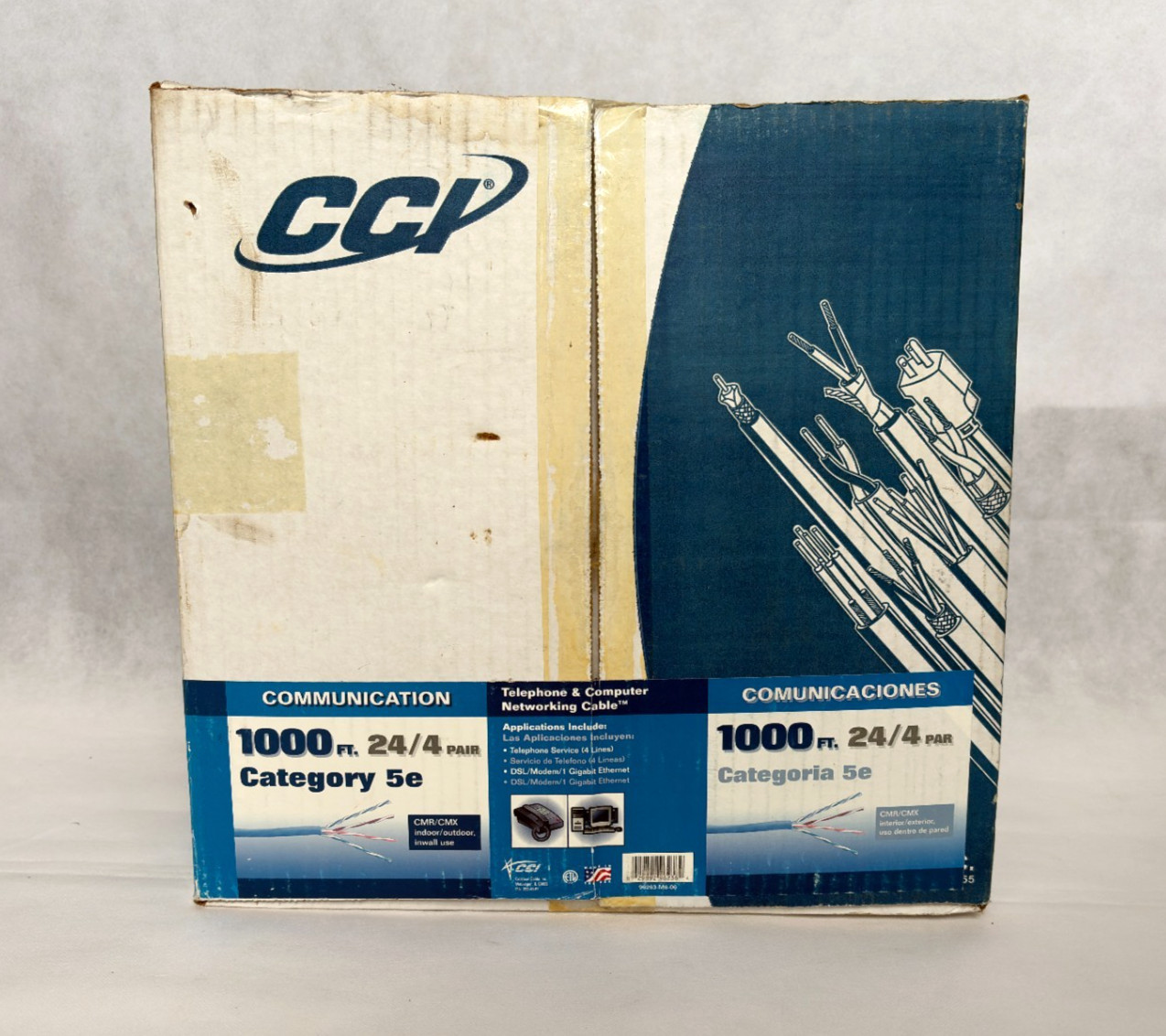 CCI 1000 ft. 24/4 CAT5e CMR/CMX Networking Data Cable – Open Partial Box