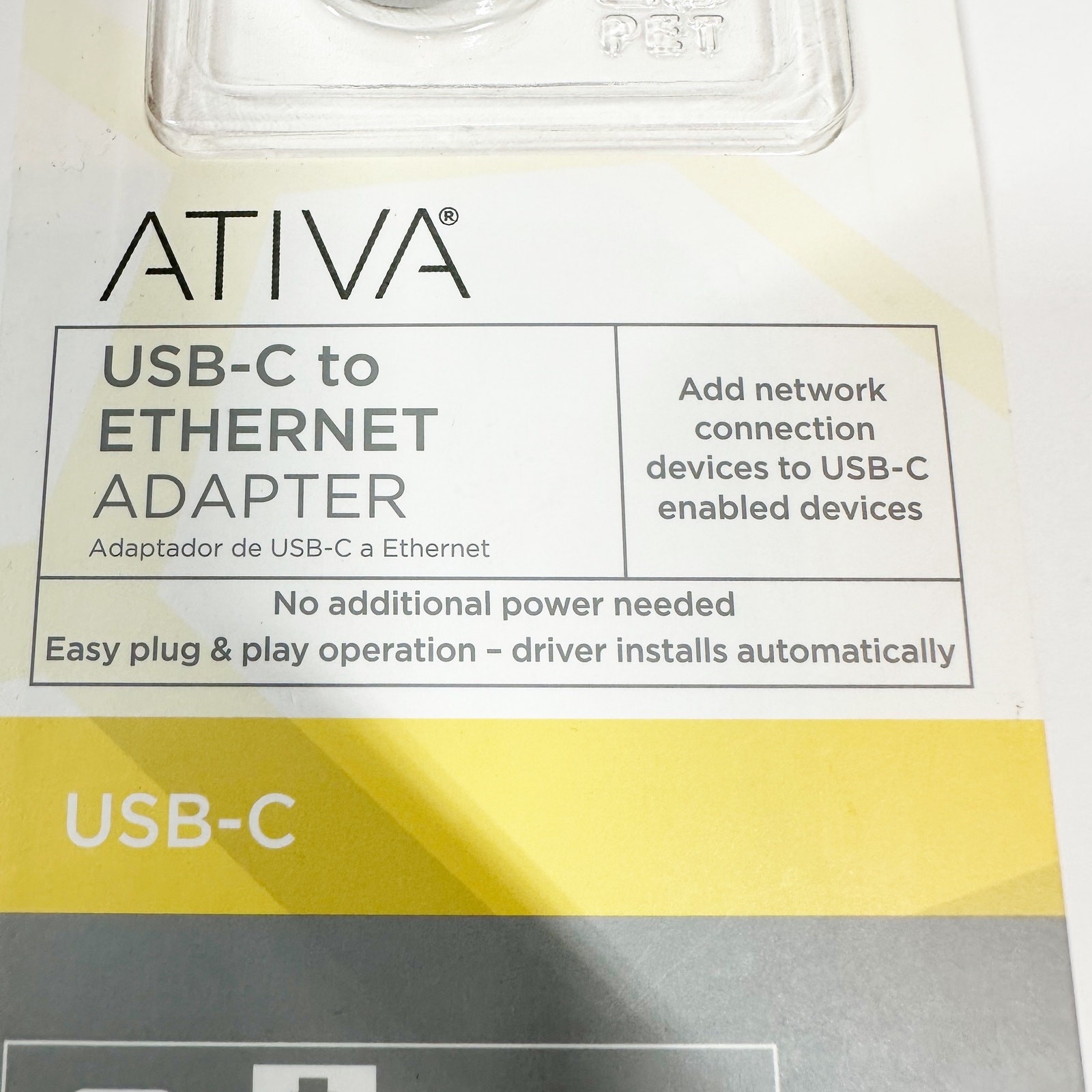Ativa USB-C to Ethernet white Adapter #136911 network connection NEW in package