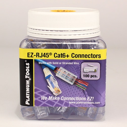 Platinum Tools 202010J EZ-RJ45 Cat6+ Connecters, Jar of 100