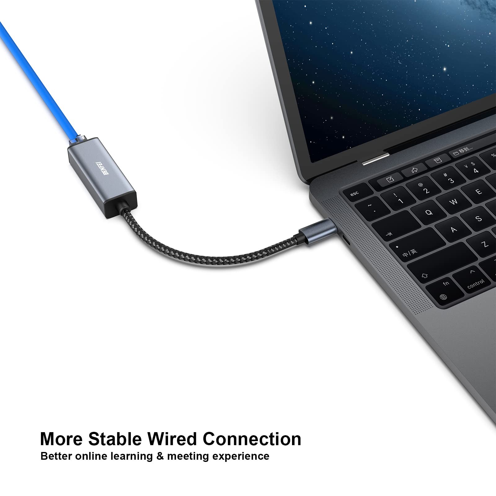 BENFEI USB-C to Ethernet Adapter, USB Type-C (Thunderbolt 3/4) 1 Pack, Black
